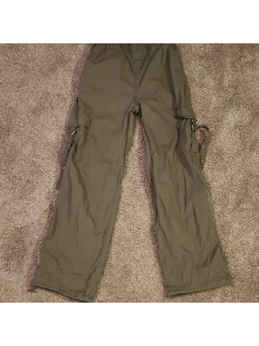 No Boundaries Army Green Loose Parachute XS Elastic Waste Cargo Pants